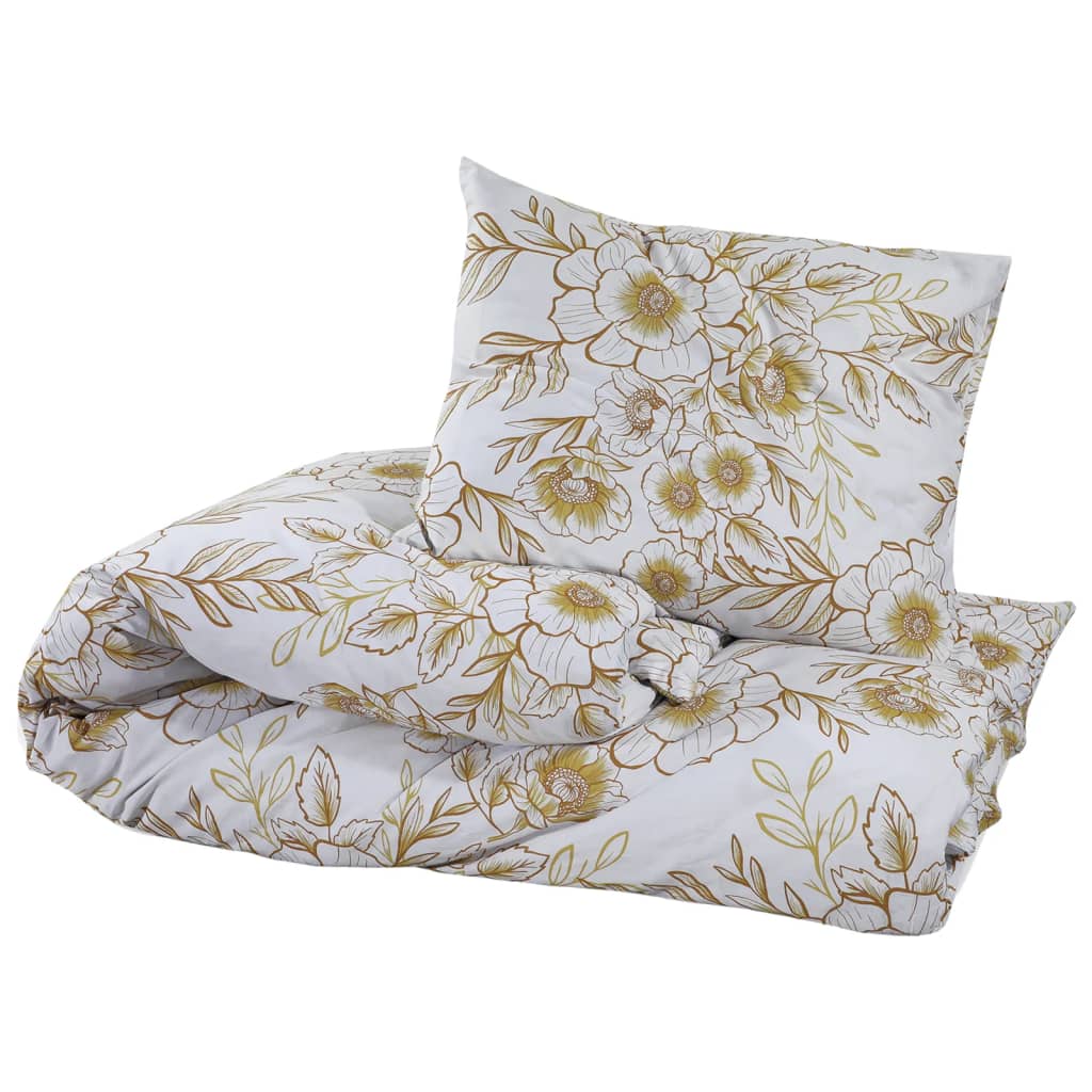 Bedding set white and brown 200x220 cm cotton