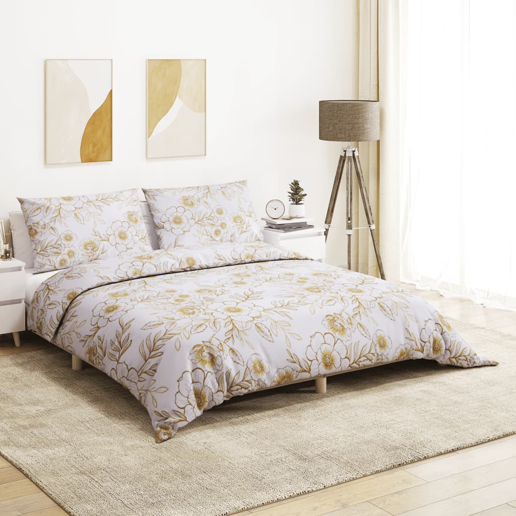 Bedding set white and brown 225x220 cm cotton