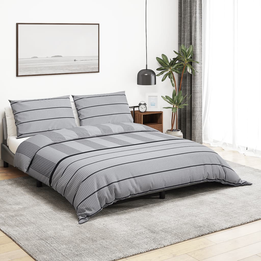 Bettwäsche-Set Grau 135x200 cm Baumwolle