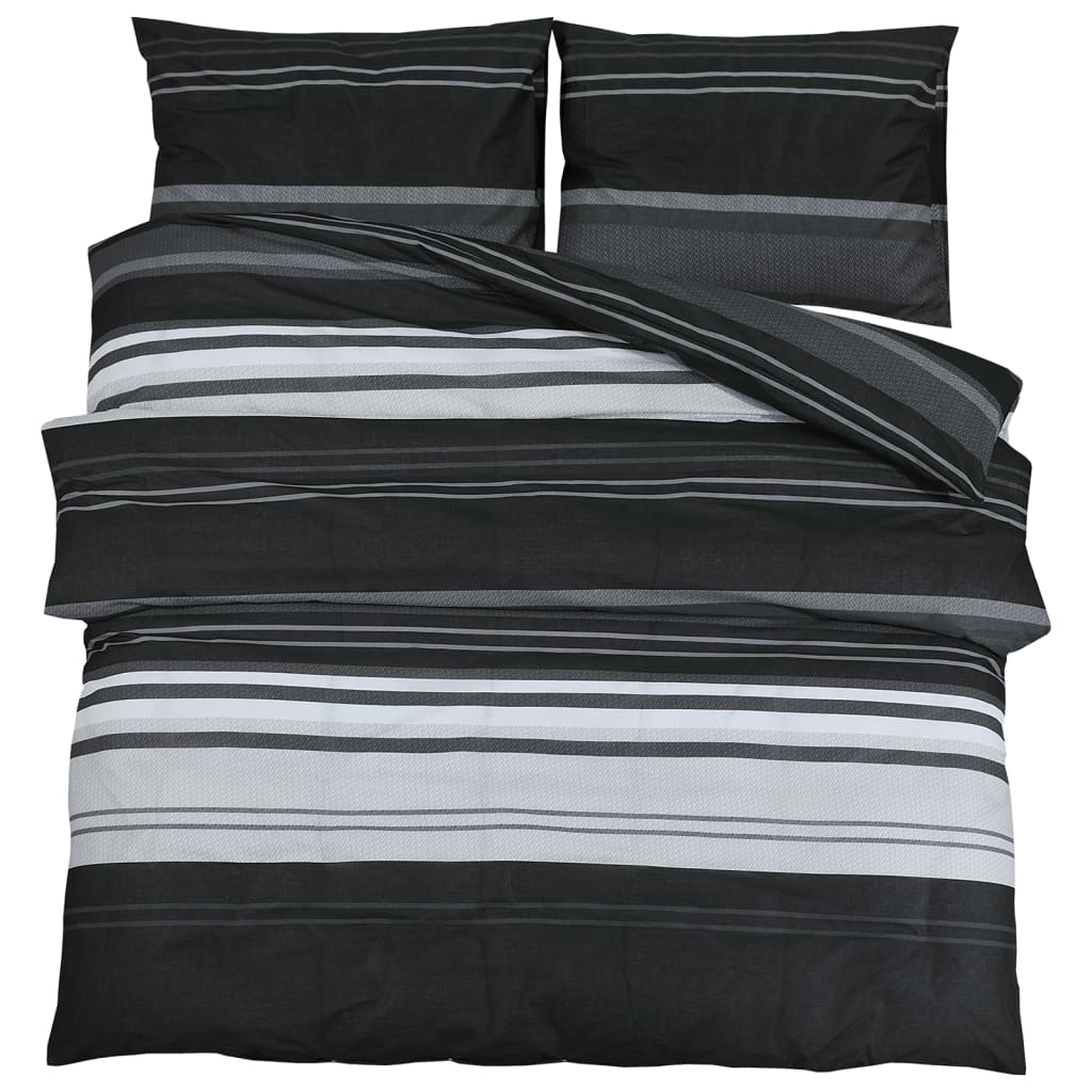 Parure de lit noir et blanc 200x200 cm coton