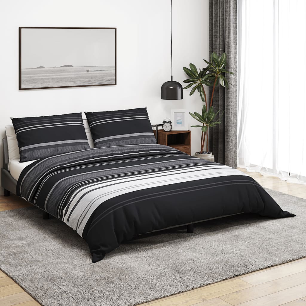Black and white bedding set 240x220 cm cotton