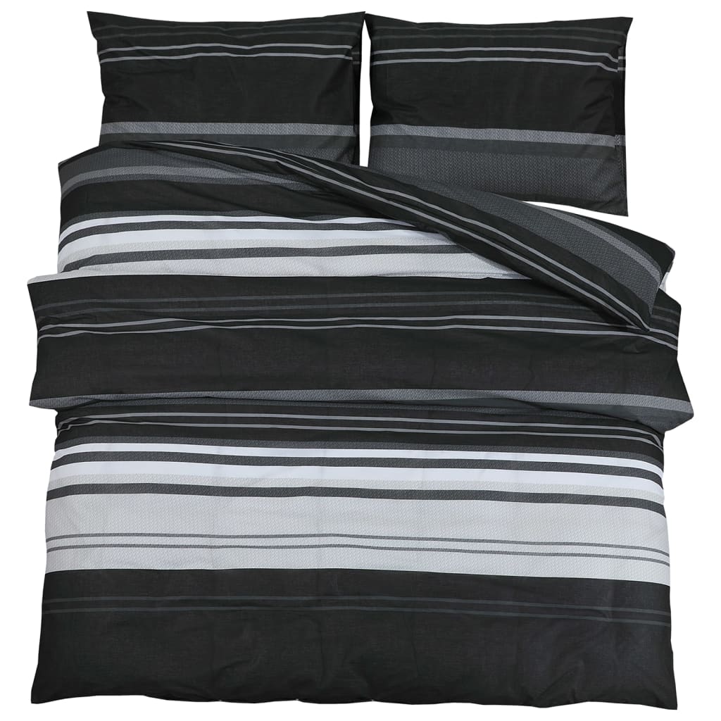 Parure de lit noir et blanc 200x200 cm coton