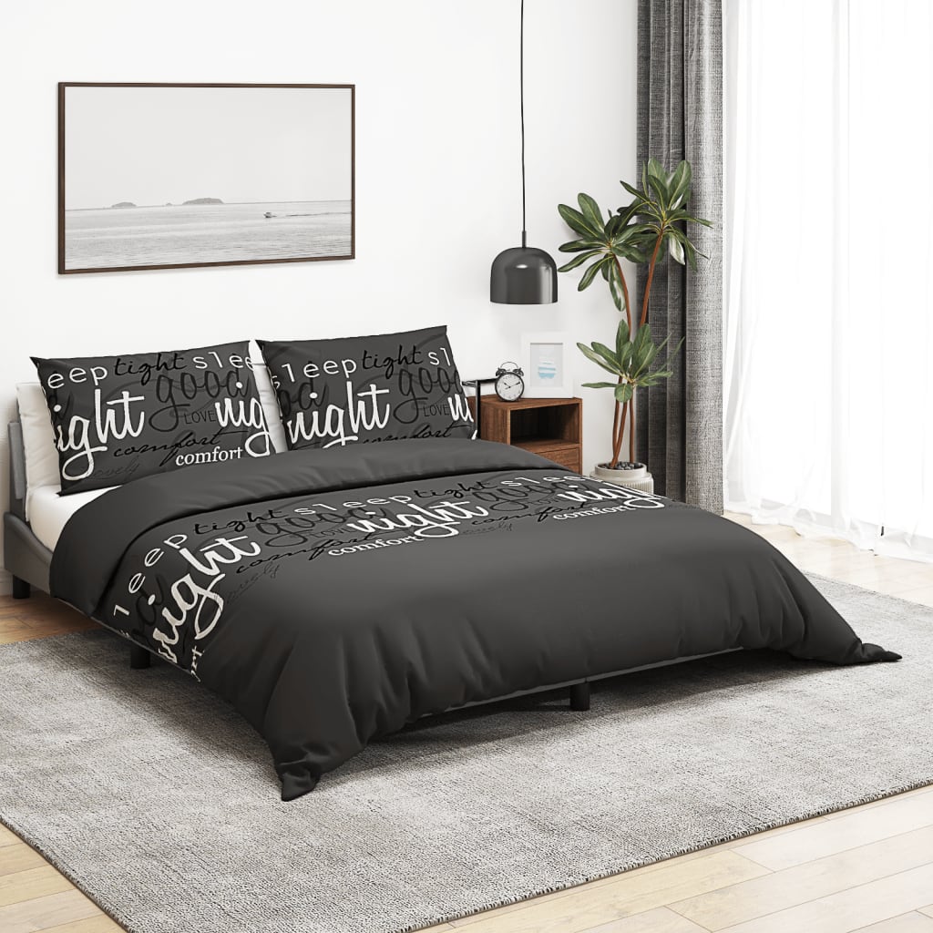 Parure de lit noire 225x220 cm coton
