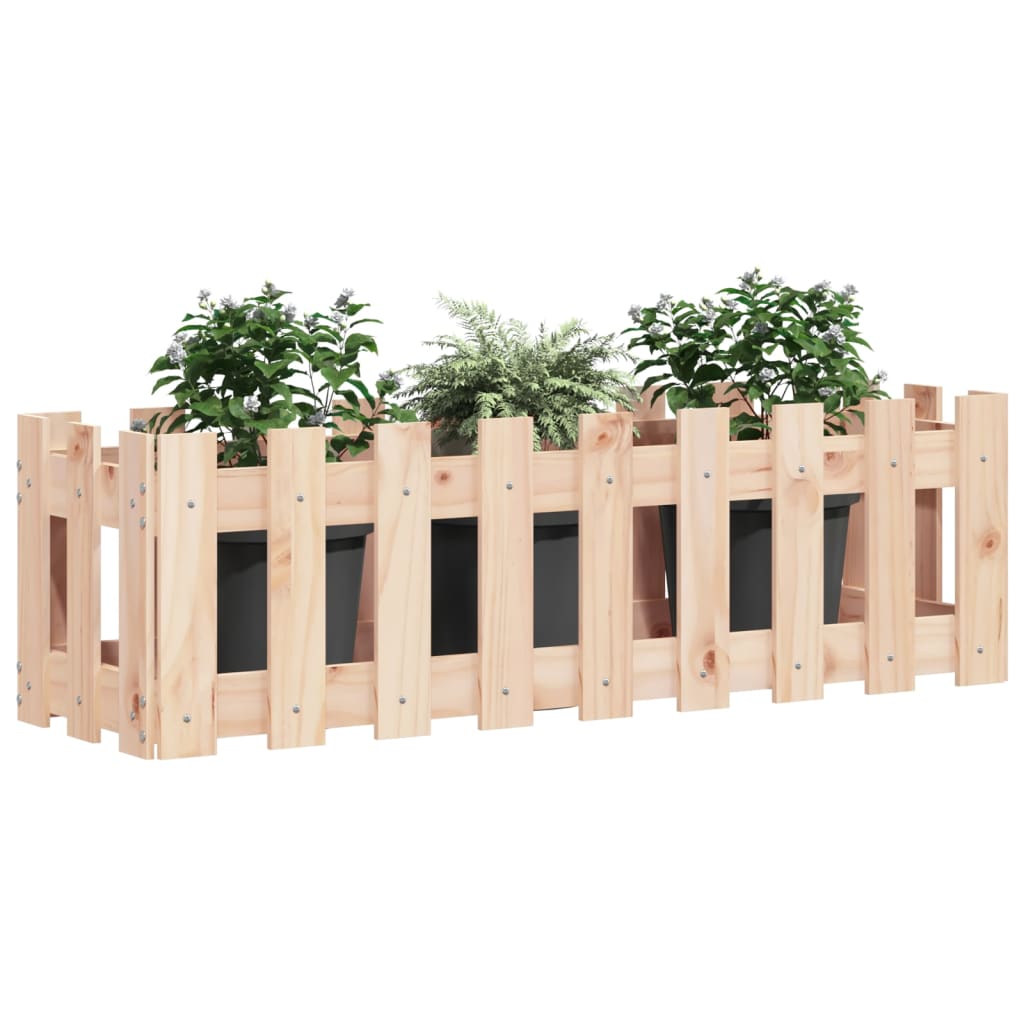 Raised bed picket fence design 100x30x30 cm solid pine wood