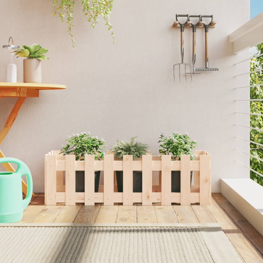 Raised bed picket fence design 100x30x30 cm solid pine wood