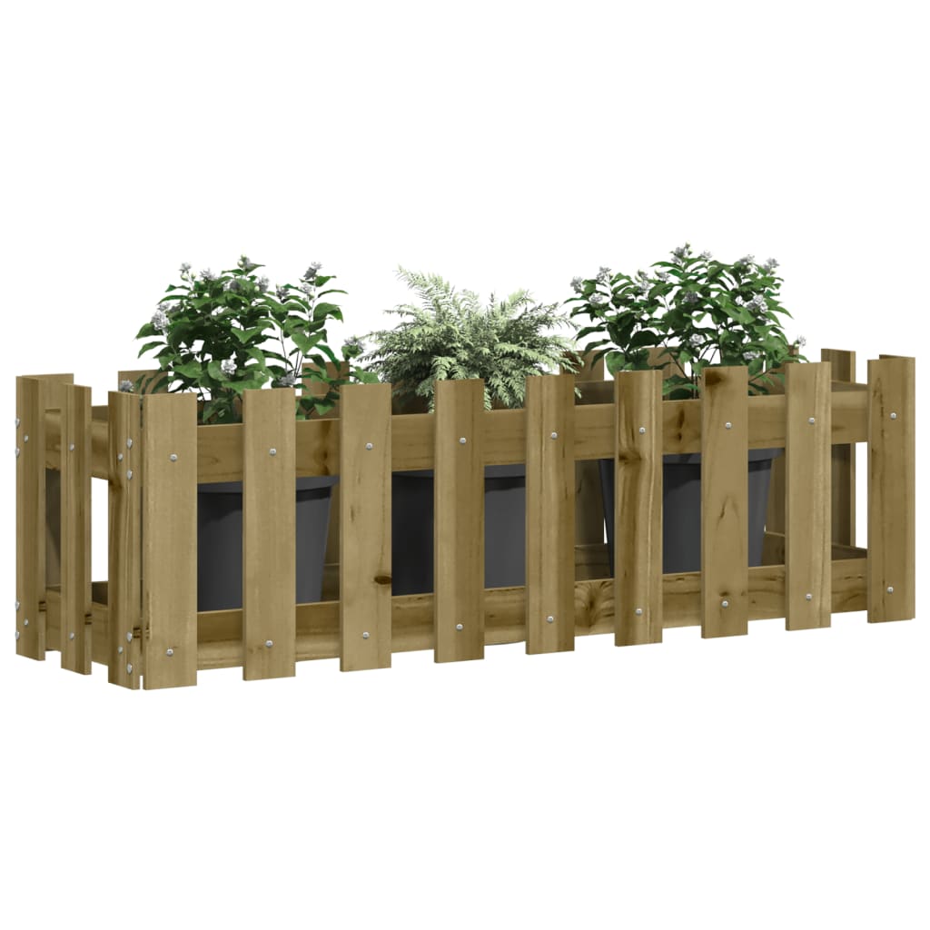 Raised Bed Picket Fence Design 100x30x30 cm Pinewood Impregnated