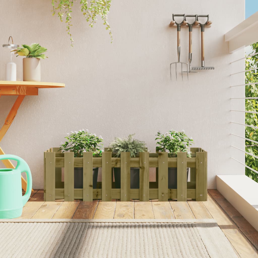 Raised Bed Picket Fence Design 100x30x30 cm Pinewood Impregnated