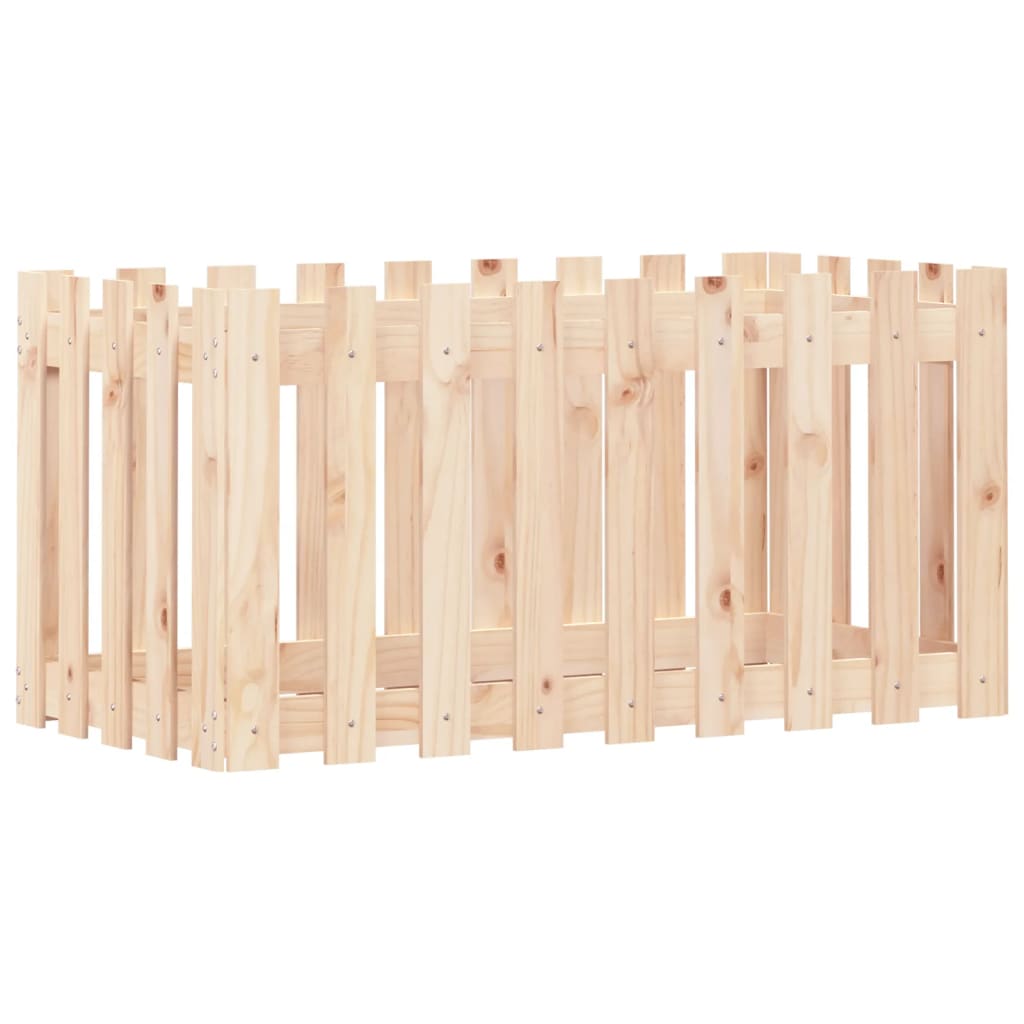 Raised bed picket fence design 100x50x50 cm solid pine wood