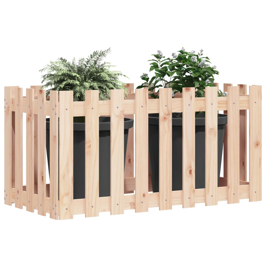 Raised bed picket fence design 100x50x50 cm solid pine wood