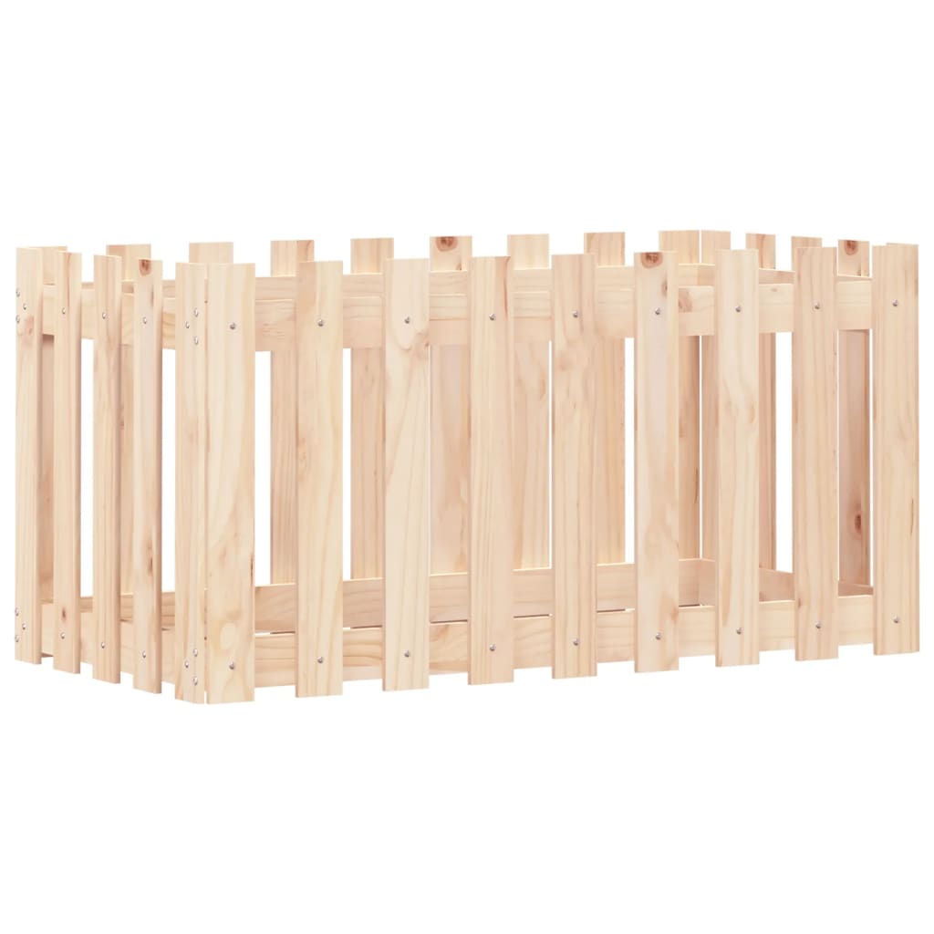 Raised bed picket fence design 100x50x50 cm solid pine wood