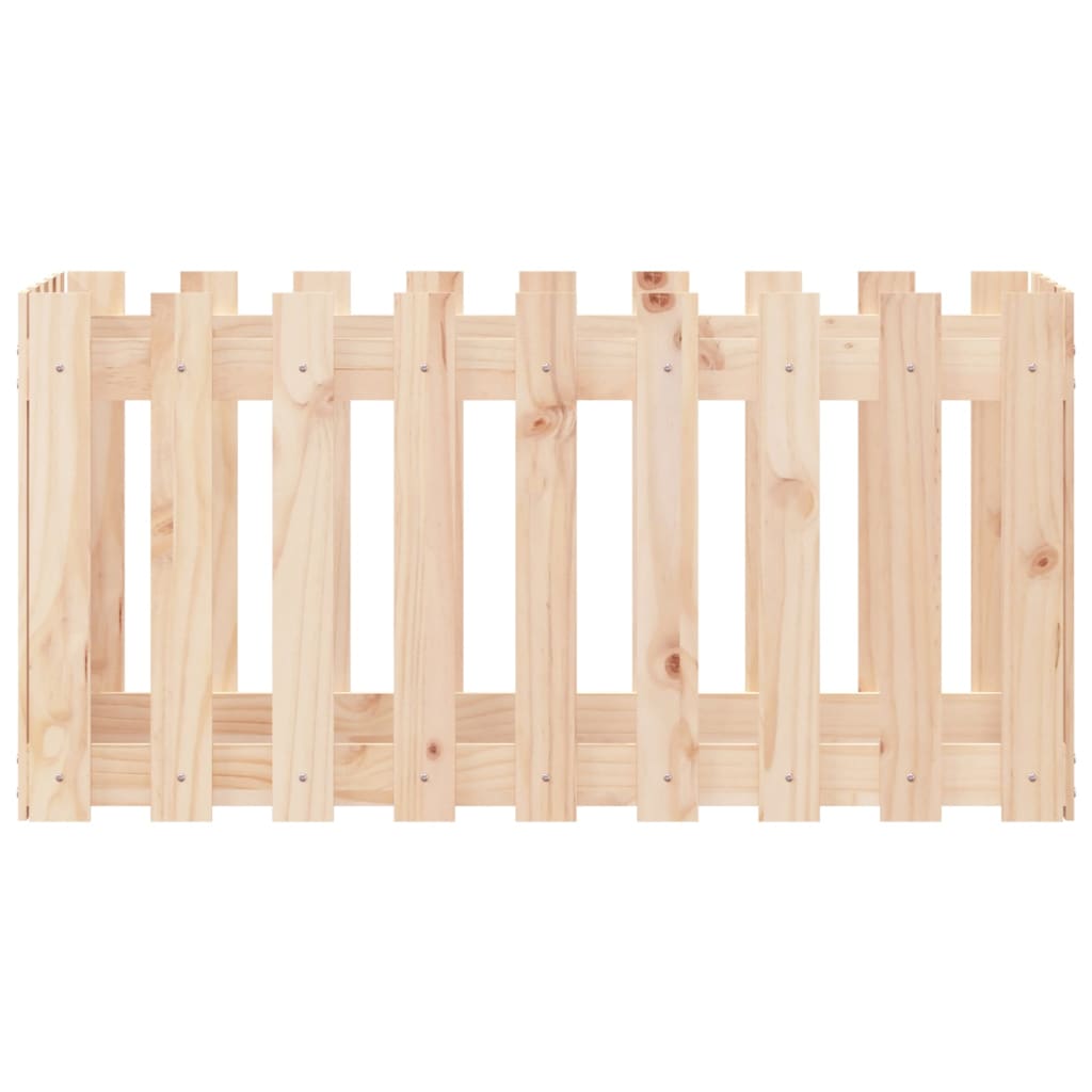 Raised bed picket fence design 100x50x50 cm solid pine wood