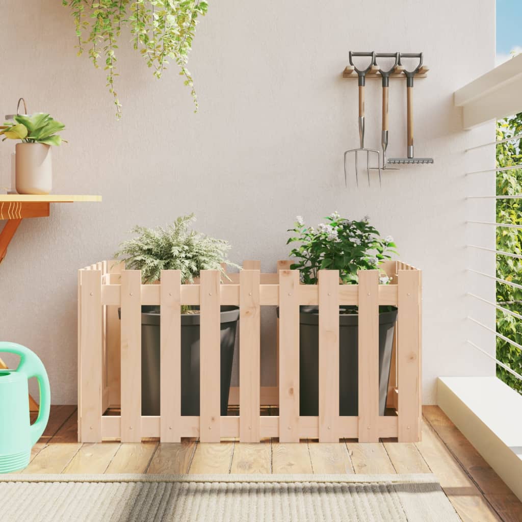 Raised bed picket fence design 100x50x50 cm solid pine wood