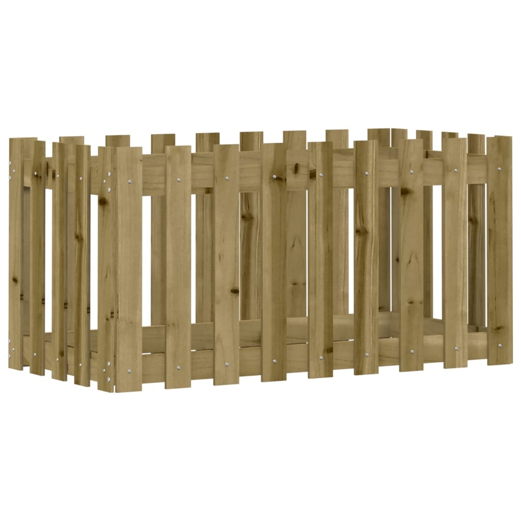 Raised Bed Picket Fence Design 100x50x50 cm Pinewood Impregnated