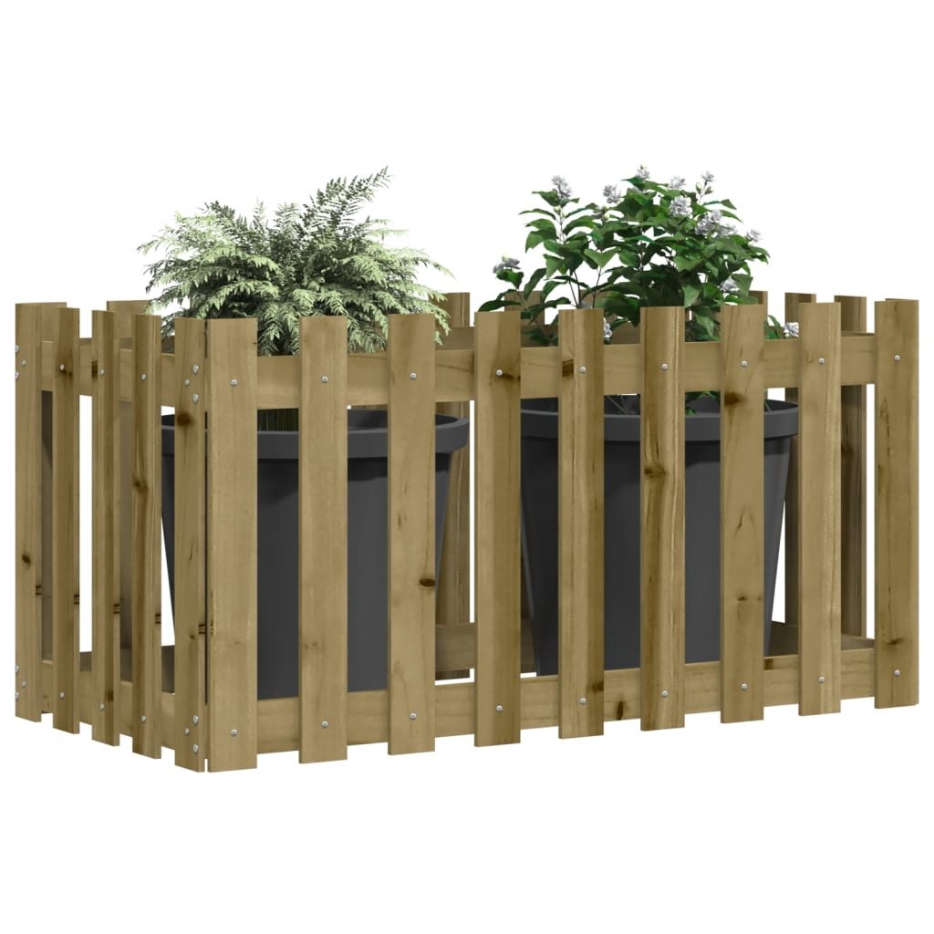 Raised Bed Picket Fence Design 100x50x50 cm Pinewood Impregnated