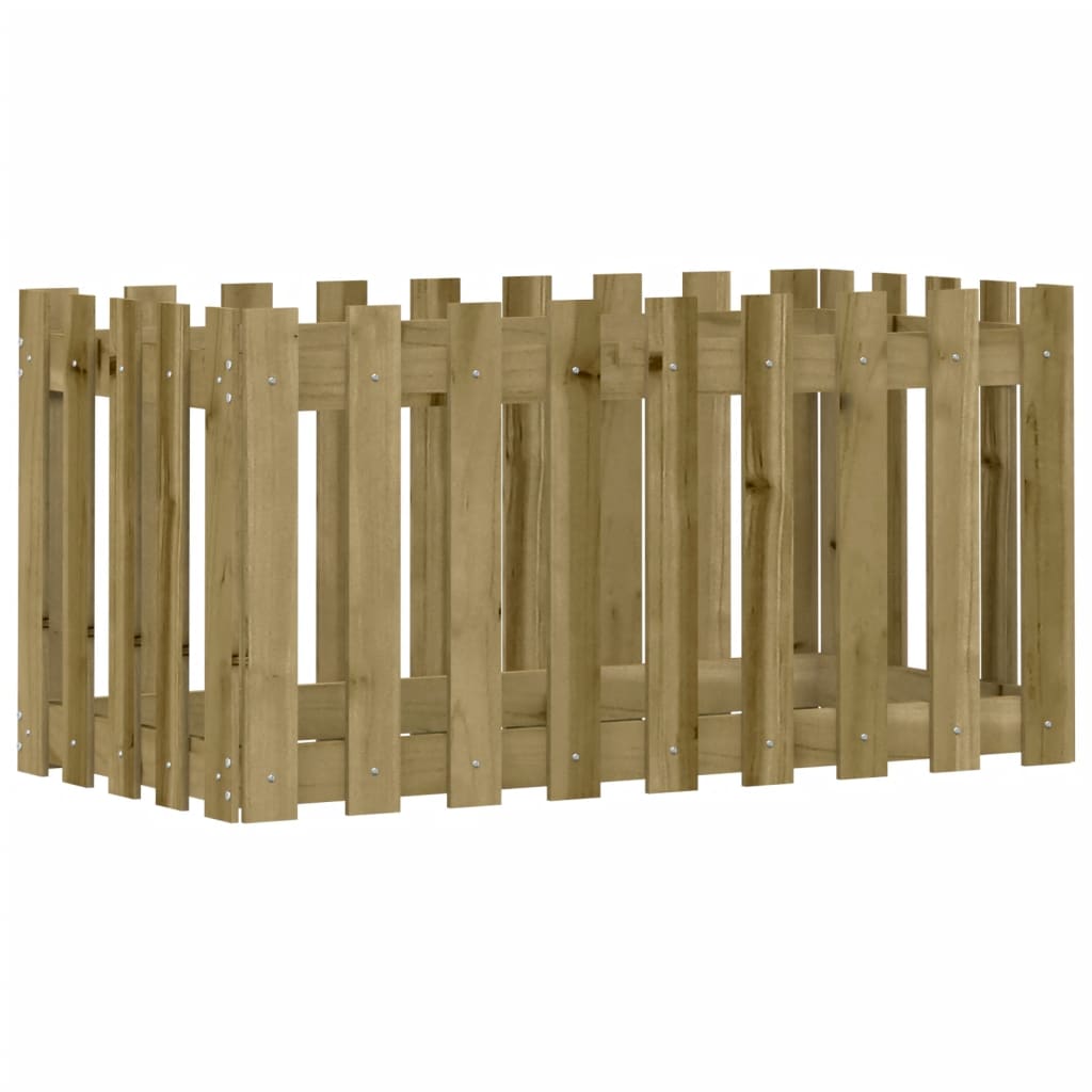 Raised Bed Picket Fence Design 100x50x50 cm Pinewood Impregnated