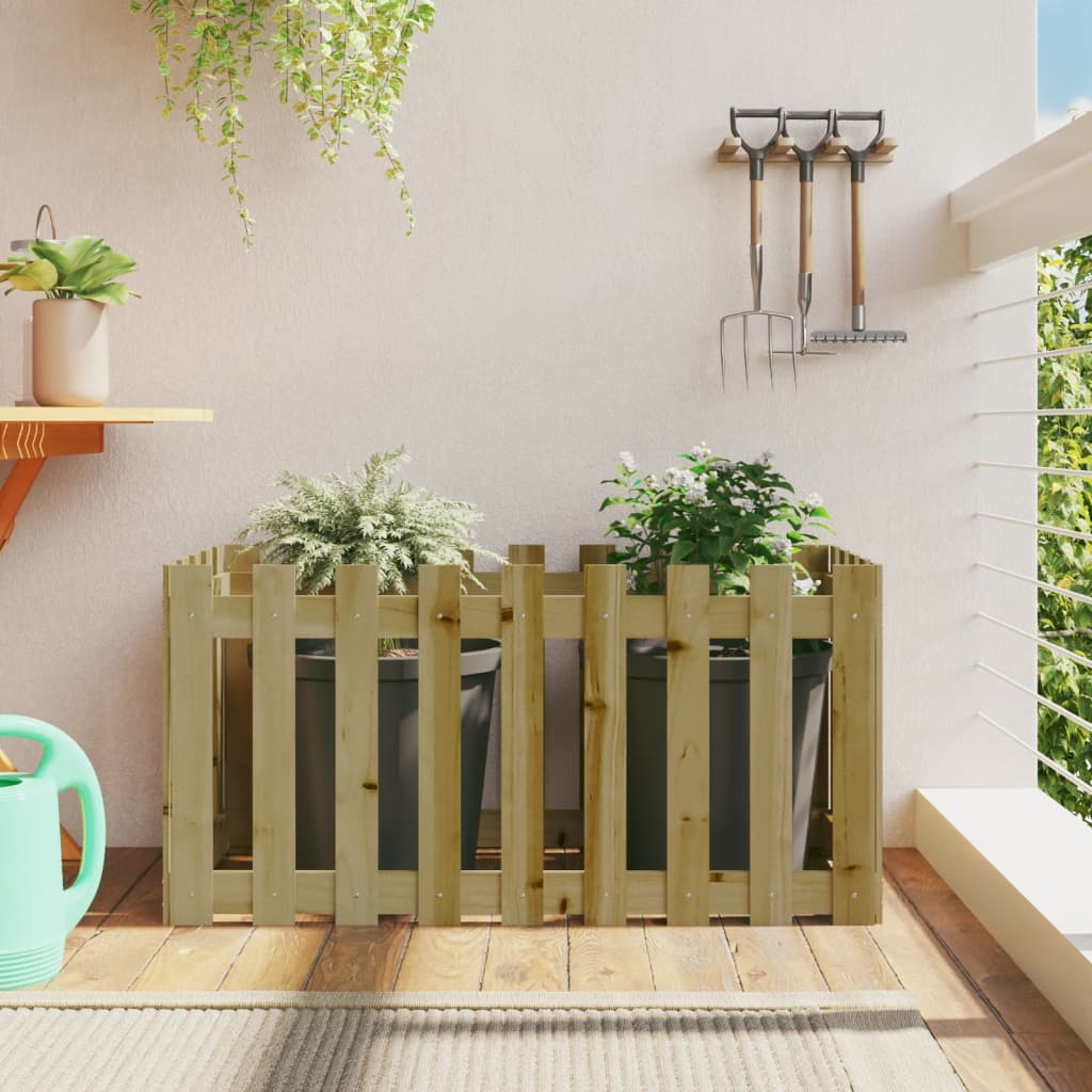 Raised Bed Picket Fence Design 100x50x50 cm Pinewood Impregnated