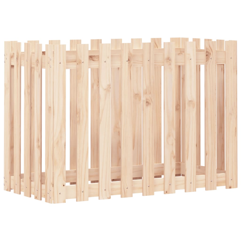 Raised bed picket fence design 100x50x70 cm solid pine wood