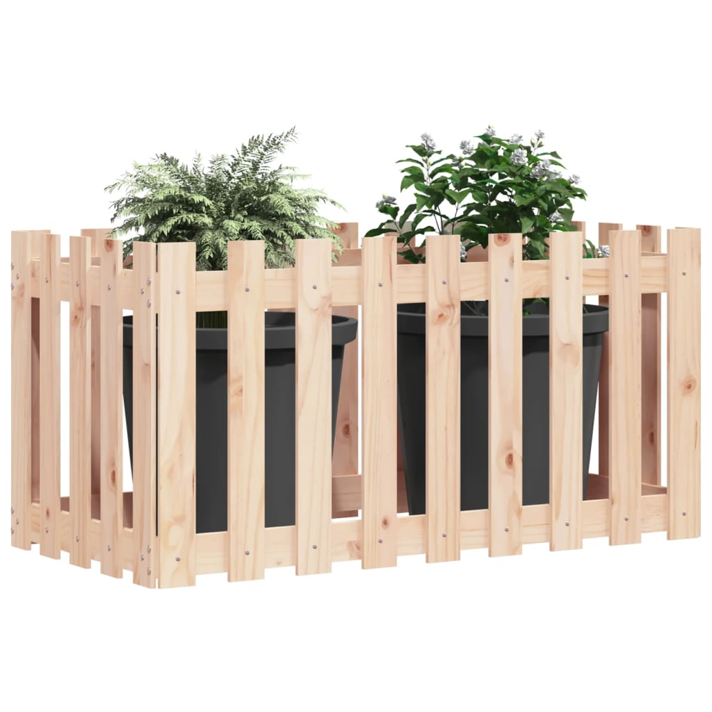 Raised bed picket fence design 100x50x70 cm solid pine wood