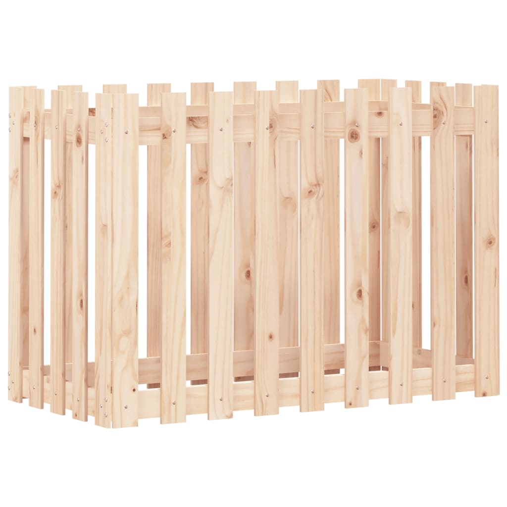 Raised bed picket fence design 100x50x70 cm solid pine wood