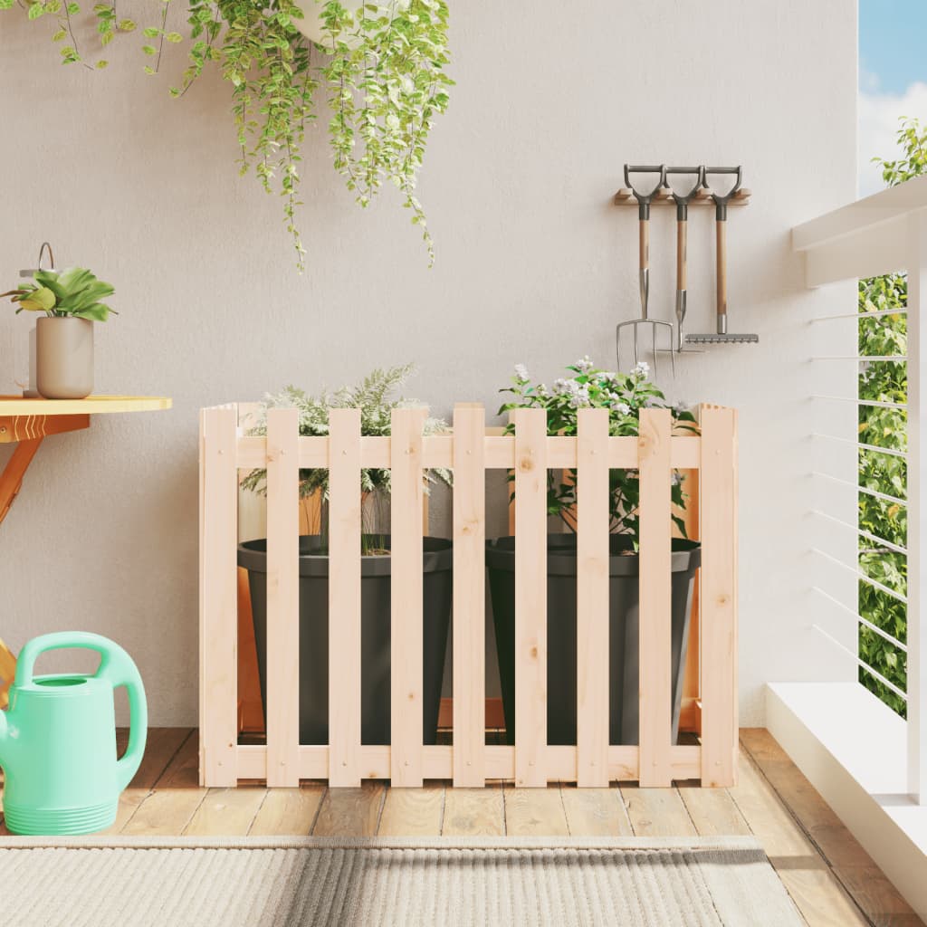 Raised bed picket fence design 100x50x70 cm solid pine wood