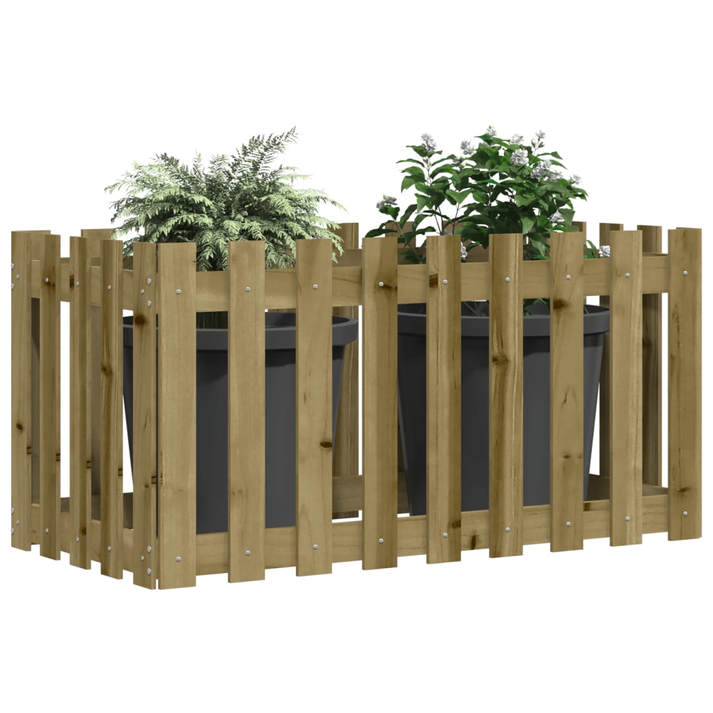 Raised Bed Picket Fence Design 100x50x70 cm Pinewood Impregnated