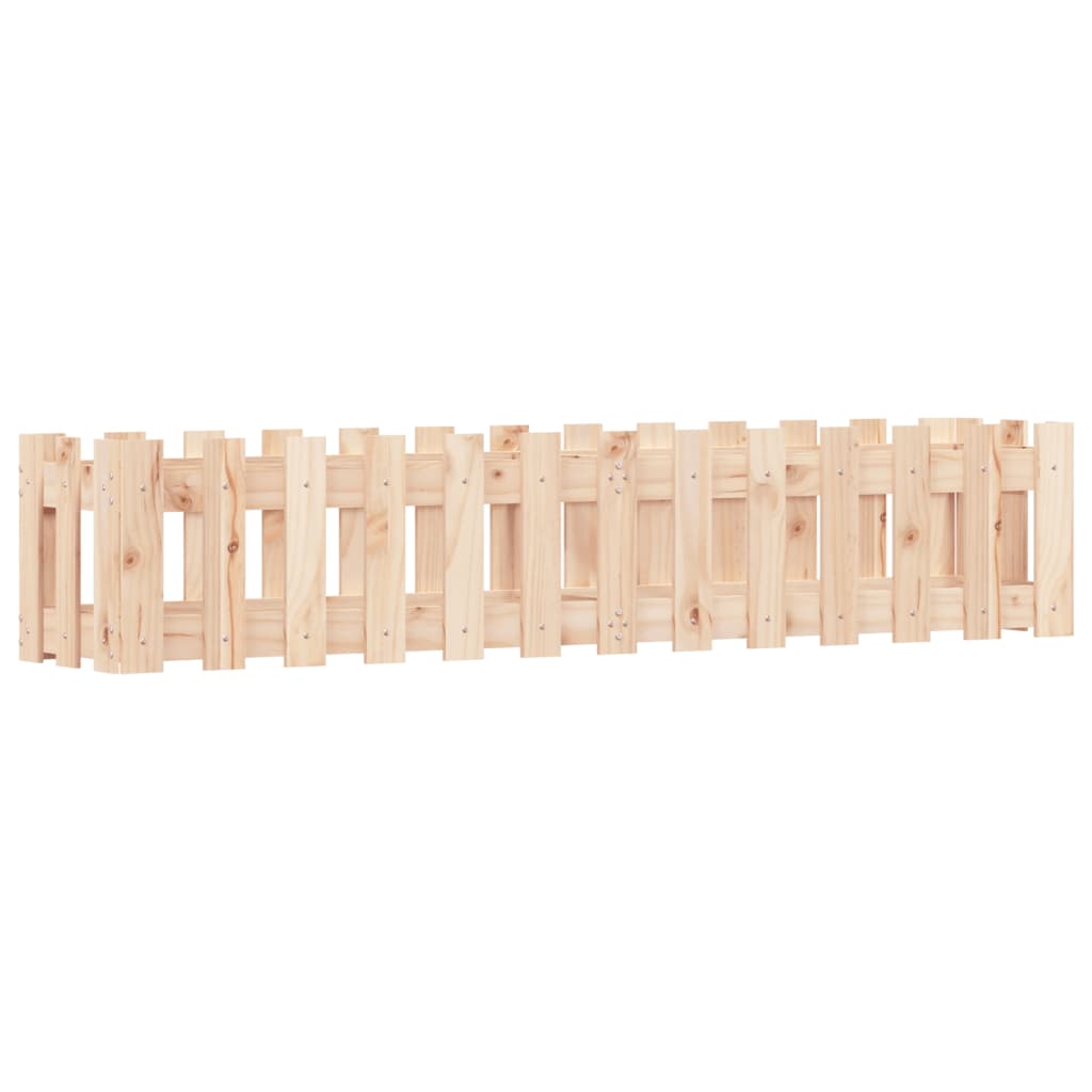 Raised bed picket fence design 150x30x30 cm solid pine wood