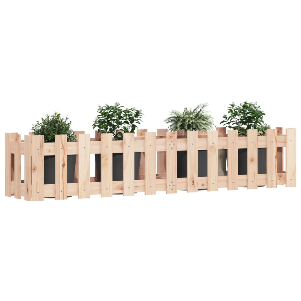 Raised bed picket fence design 150x30x30 cm solid pine wood