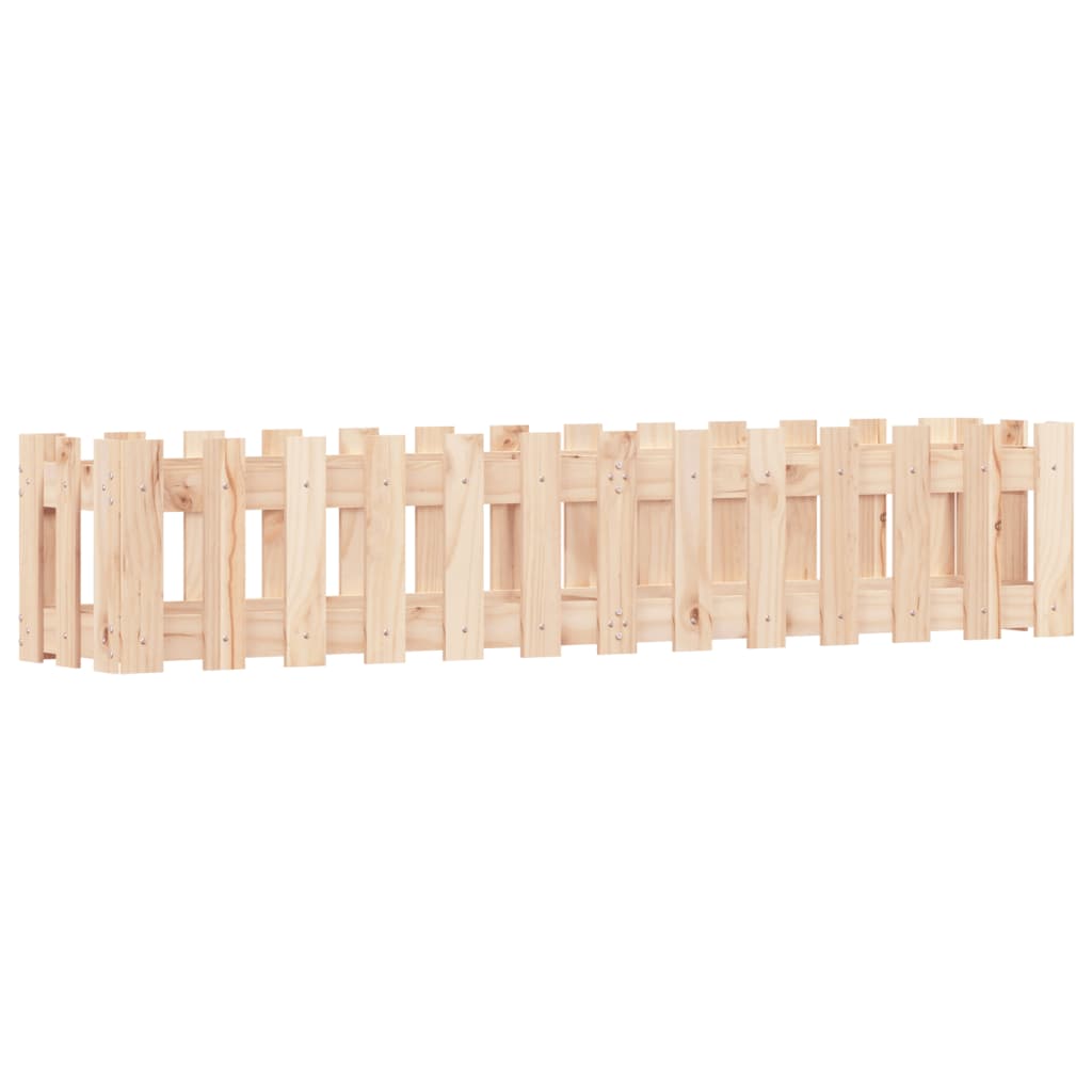 Raised bed picket fence design 150x30x30 cm solid pine wood