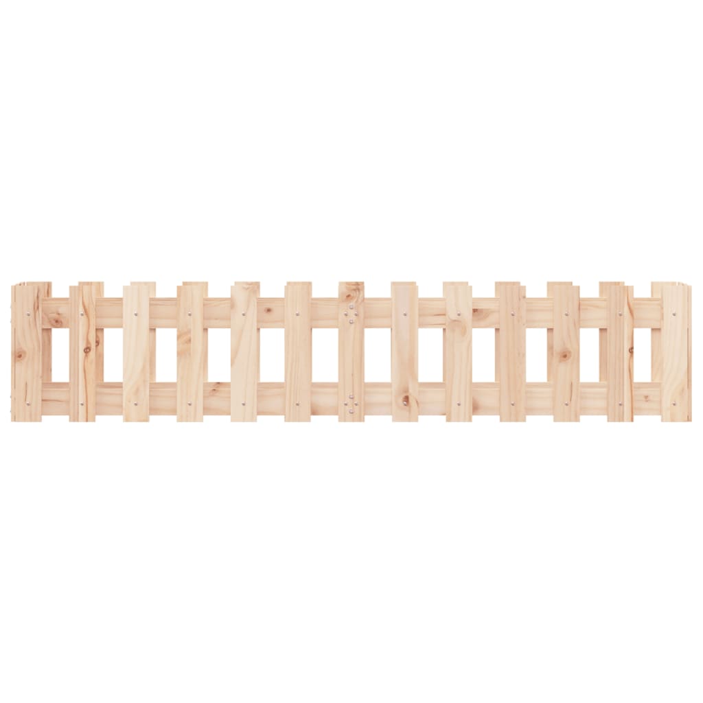 Raised bed picket fence design 150x30x30 cm solid pine wood