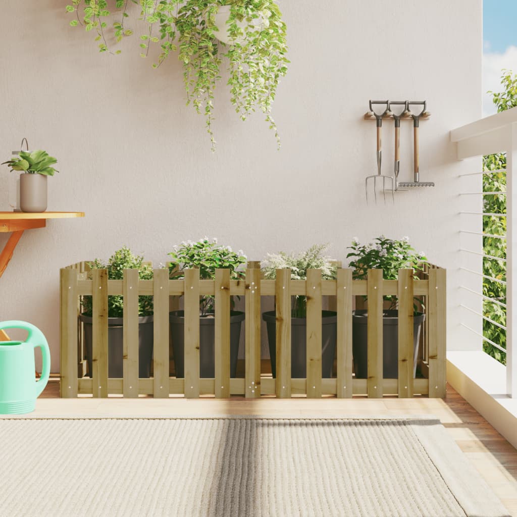 Raised Bed Picket Fence Design 150x50x50 cm Pinewood Impregnated