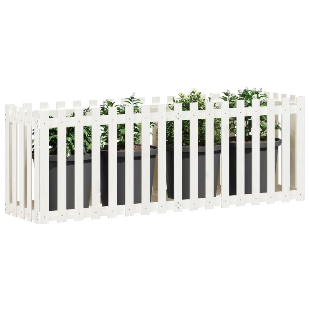 Palissade de lit surélevé design blanc 200x50x70 cm bois de pin massif