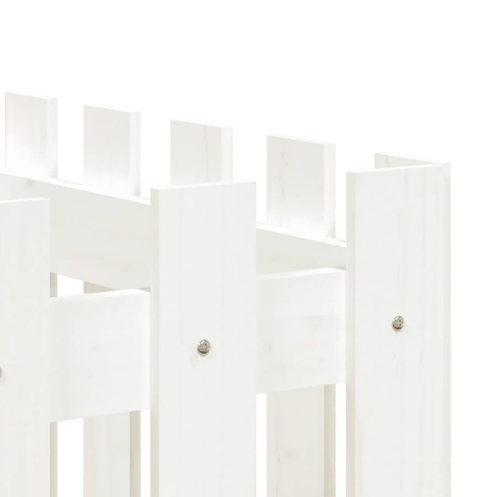 Palissade de lit surélevé design blanc 200x50x70 cm bois de pin massif