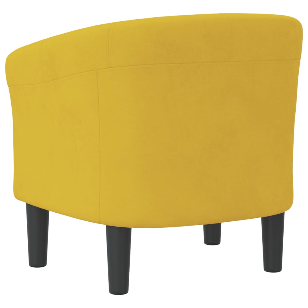 Fauteuil club en velours jaune
