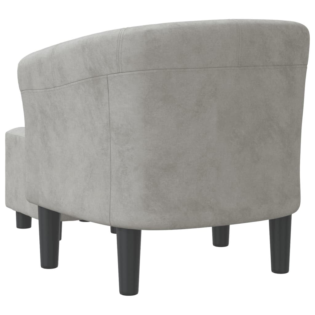 Fauteuil club avec repose-pieds en velours gris clair