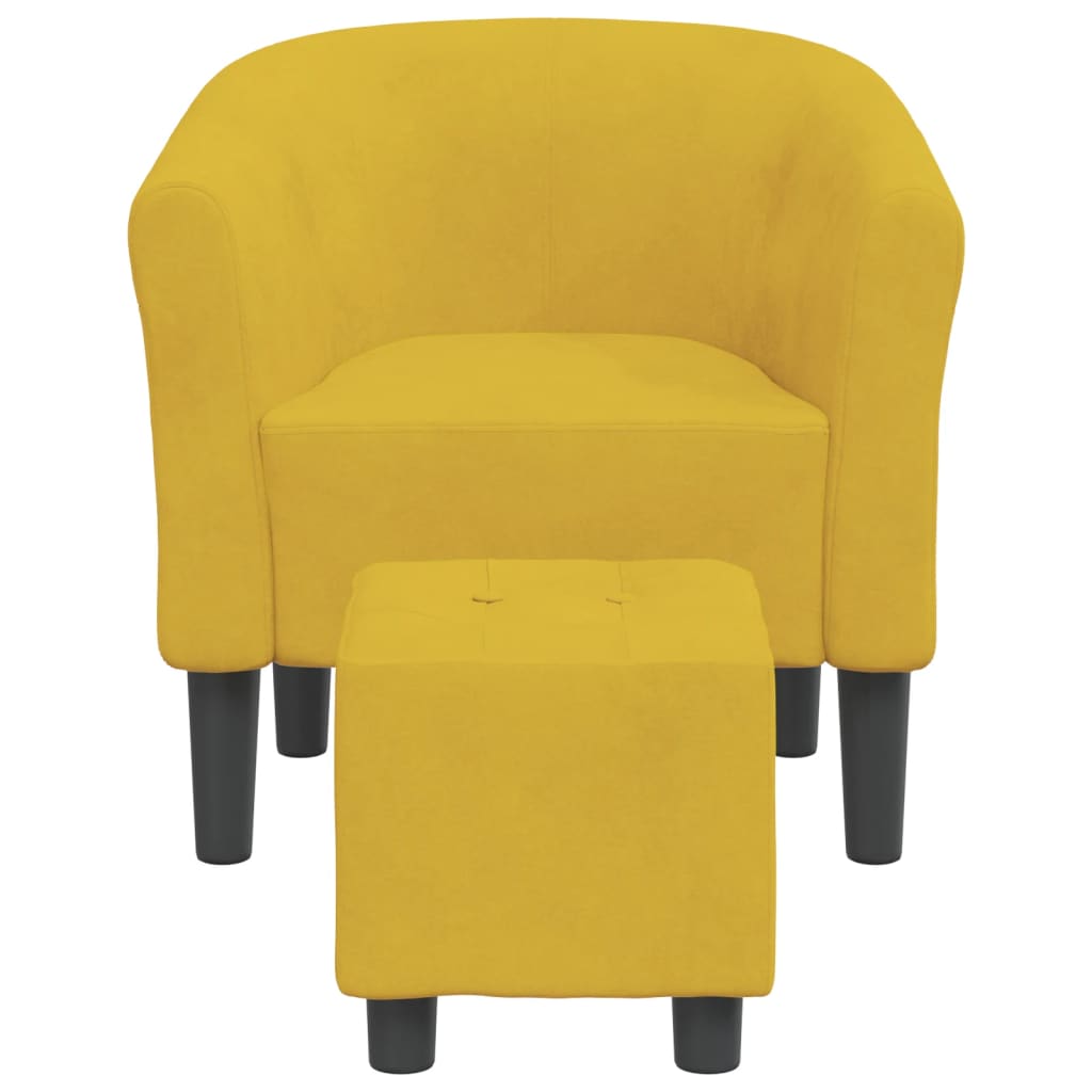 Fauteuil club avec repose-pieds en velours jaune