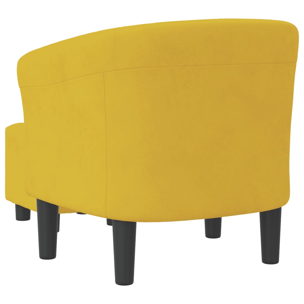 Fauteuil club avec repose-pieds en velours jaune