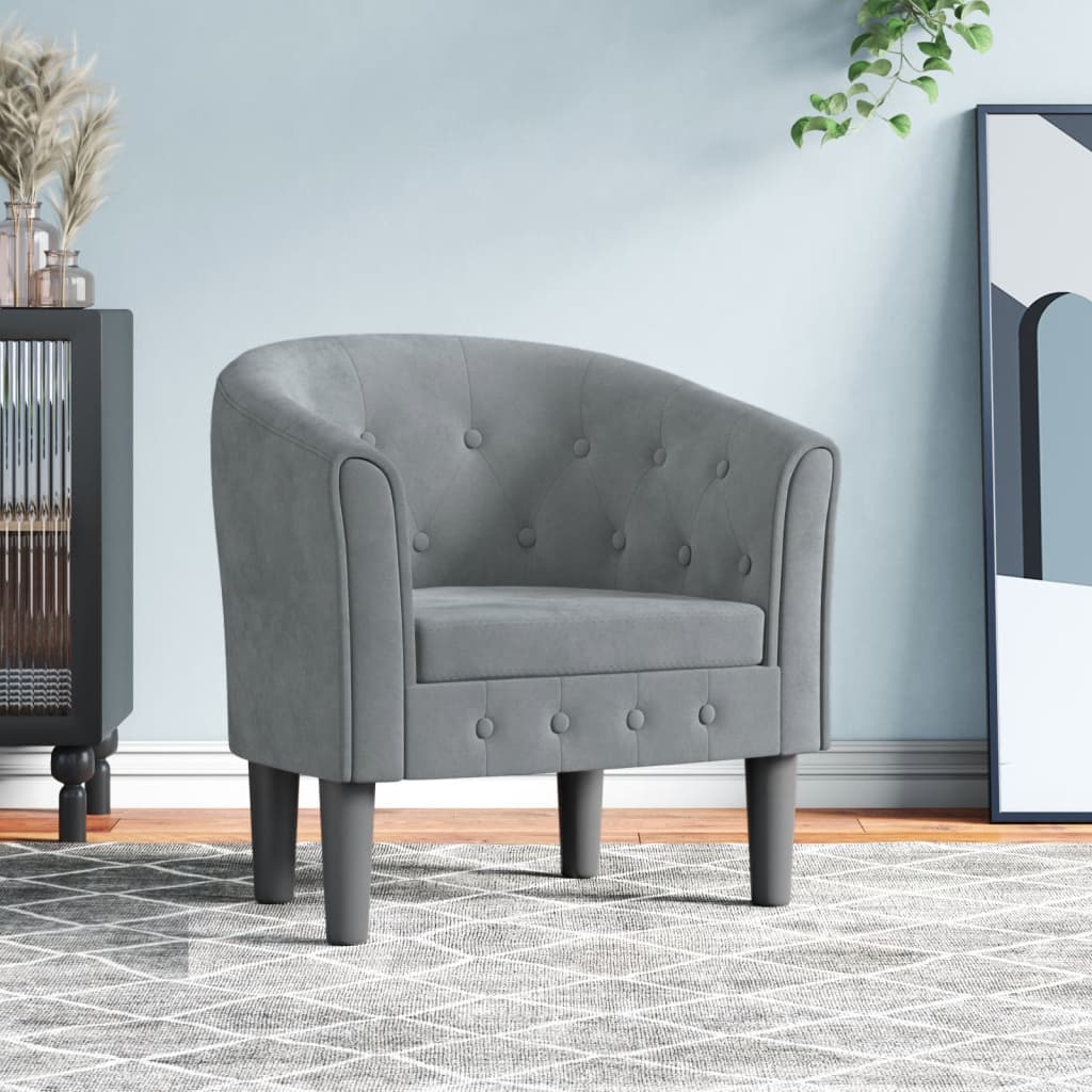 Fauteuil club velours gris foncé