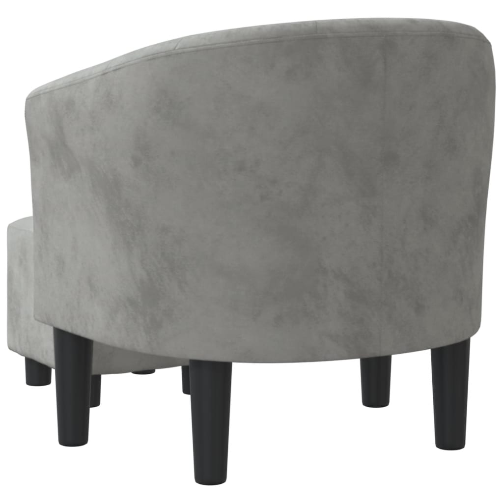 Fauteuil club avec repose-pieds en velours gris clair