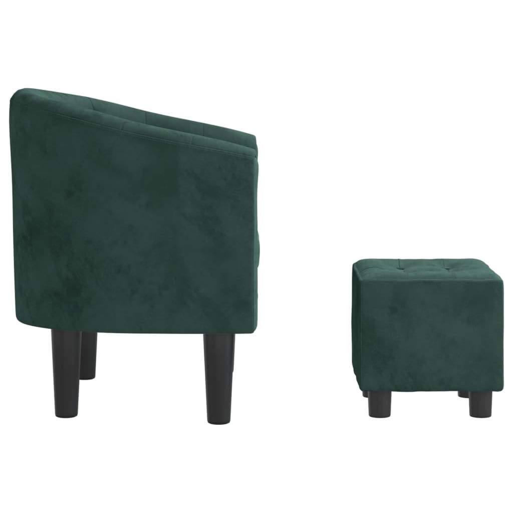 Fauteuil club avec repose-pieds velours vert foncé