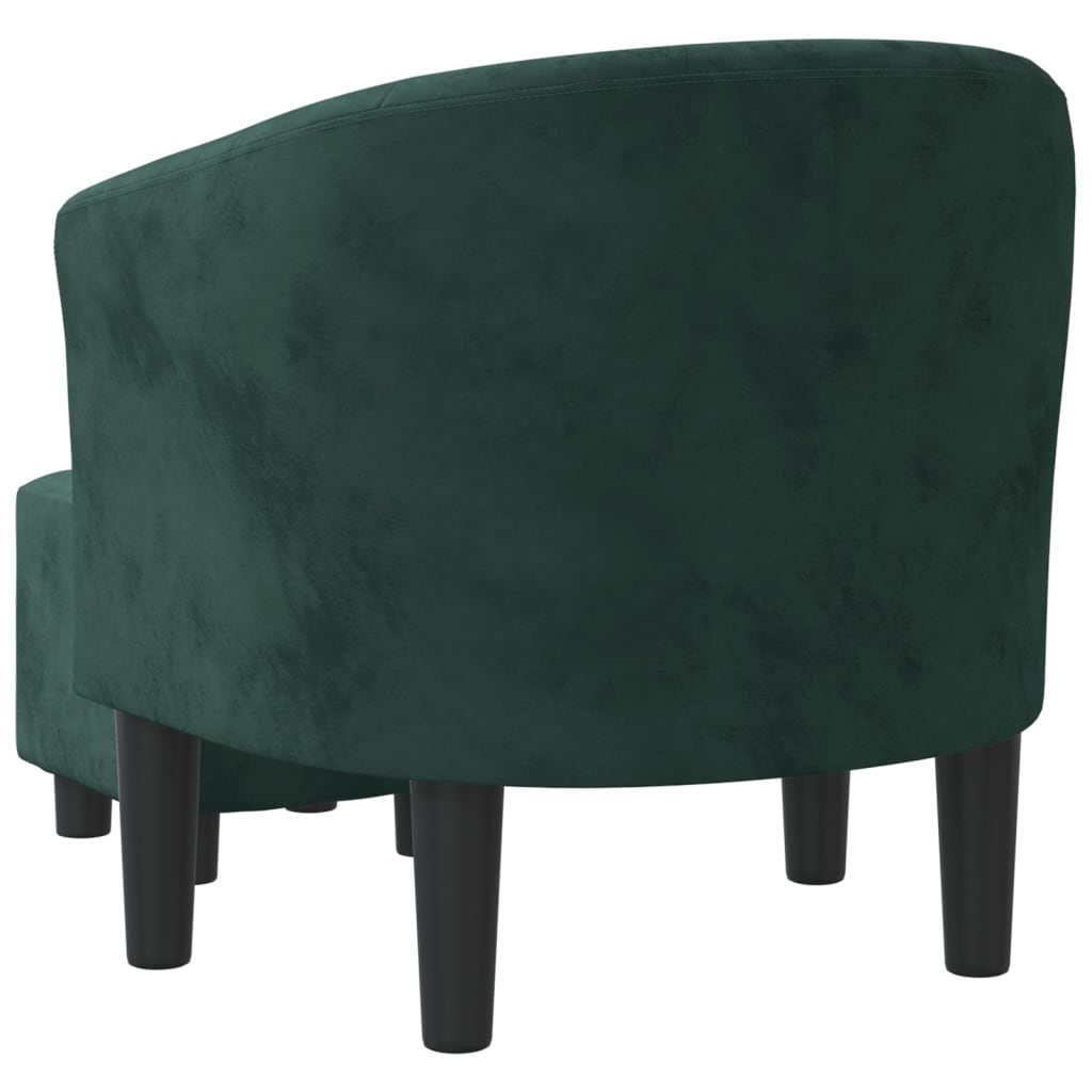 Fauteuil club avec repose-pieds velours vert foncé