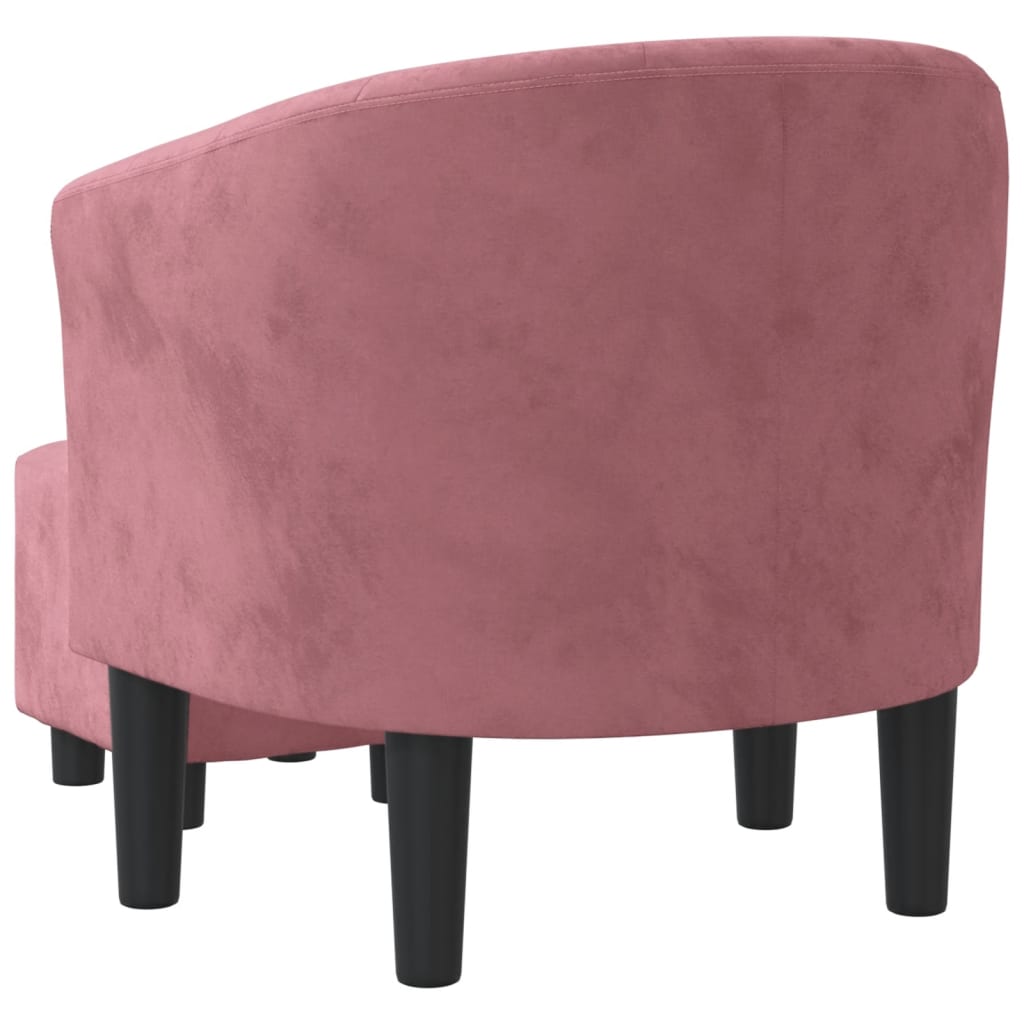 Fauteuil club avec repose-pieds velours rose
