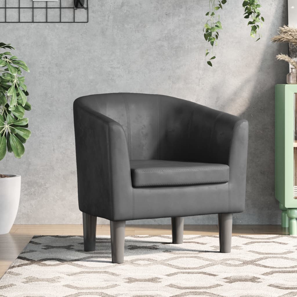 Fauteuil club simili cuir gris