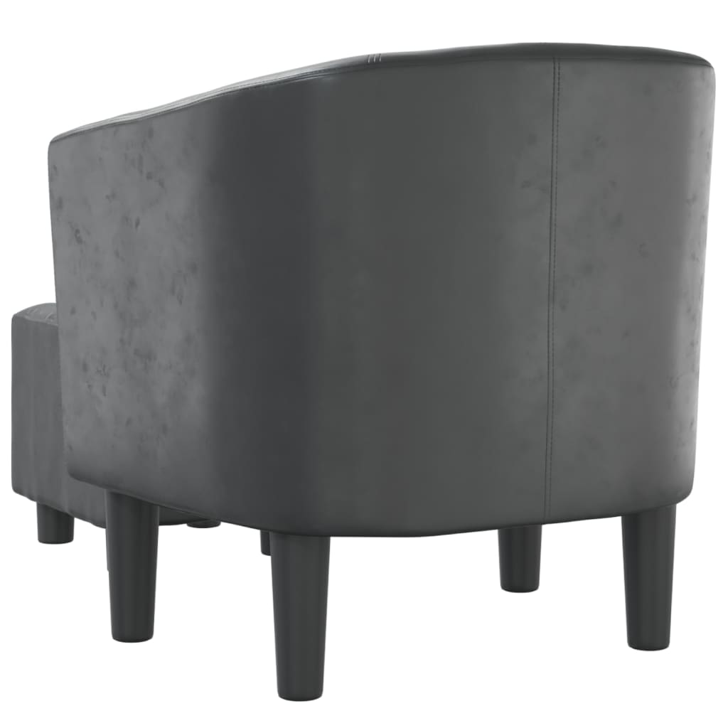 Fauteuil club avec repose-pieds en similicuir gris