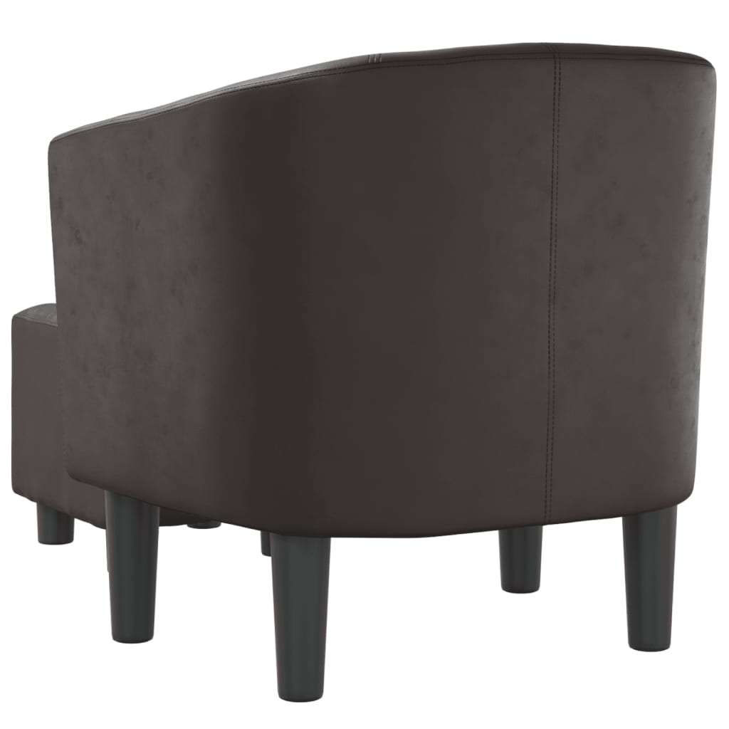 Fauteuil club avec repose-pieds simili cuir marron