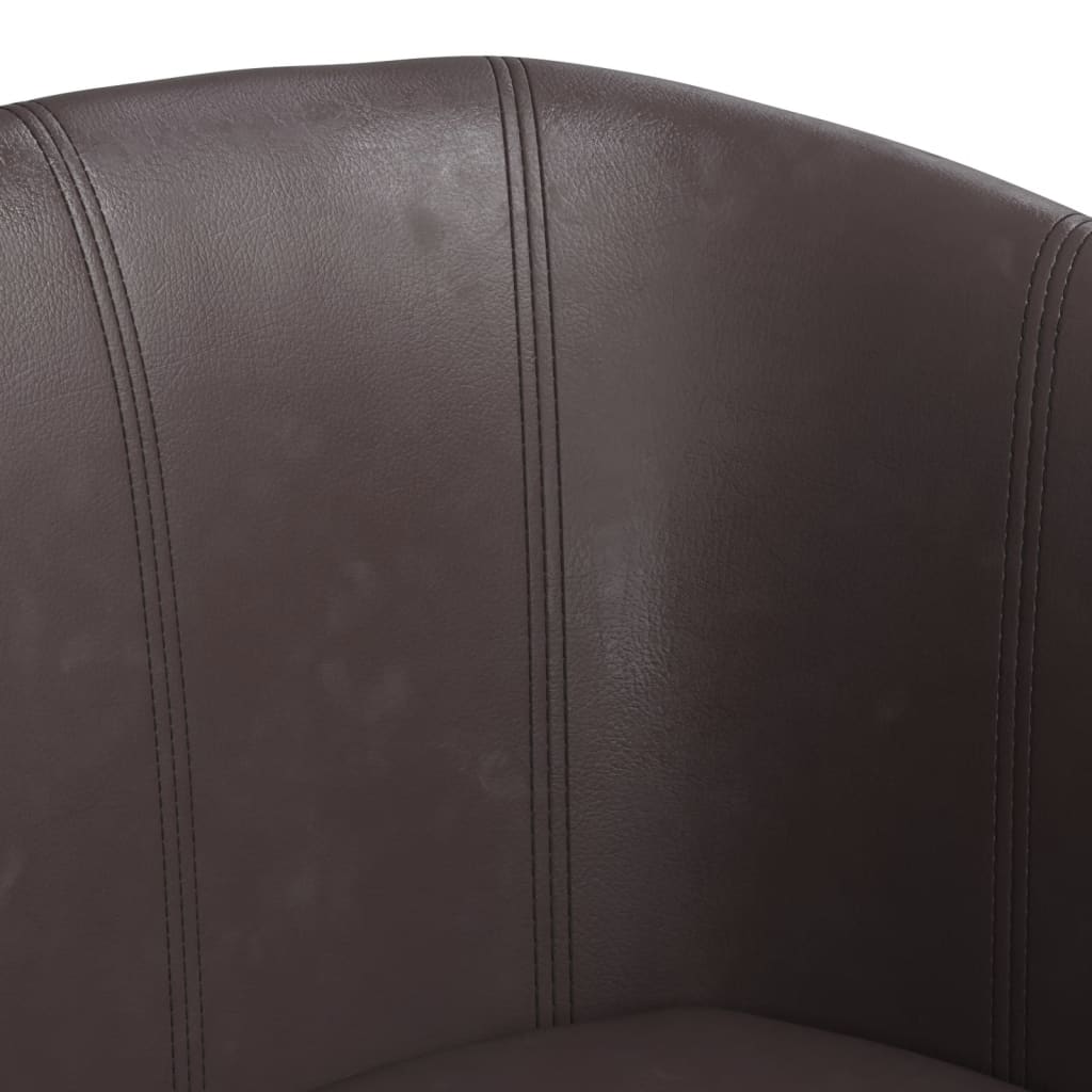 Fauteuil club avec repose-pieds simili cuir marron
