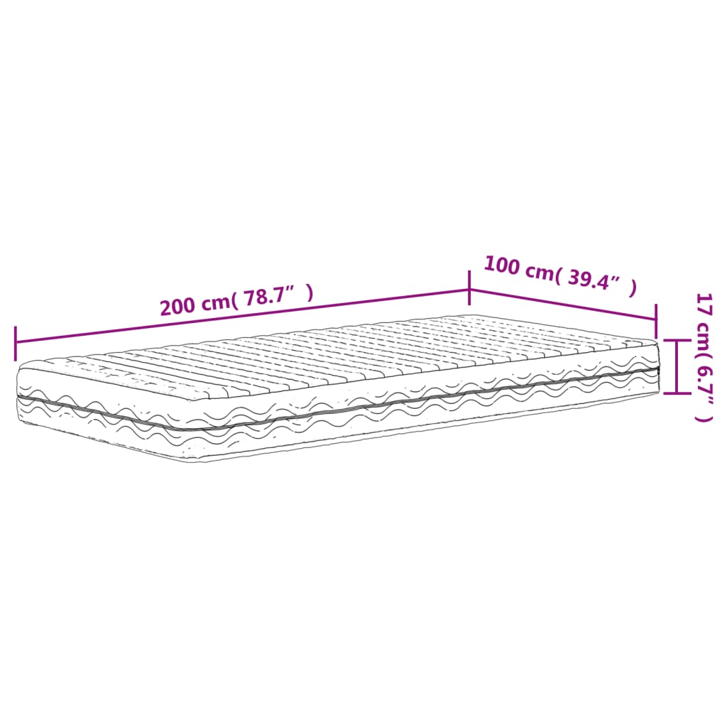 Matelas mousse blanc 100x200 cm dureté H2 H3