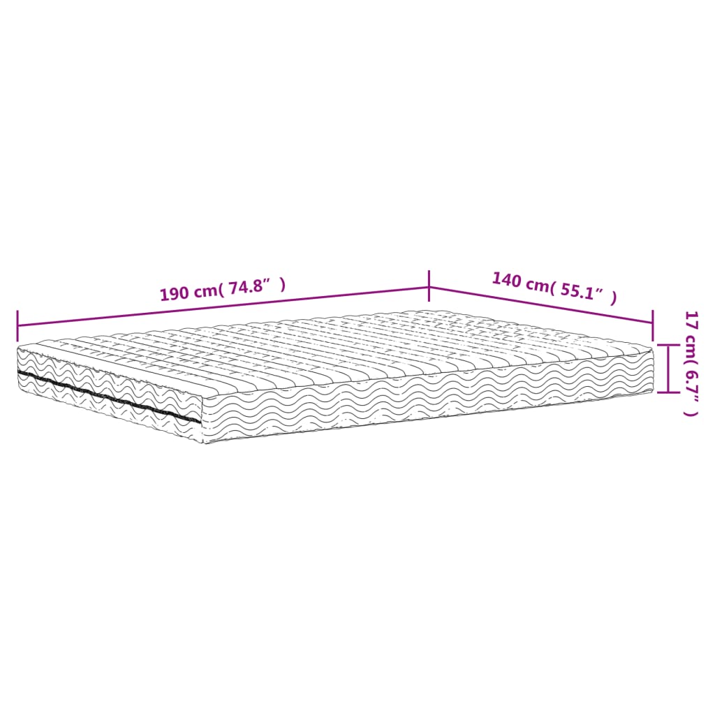 Matelas mousse blanc 140x190 cm dureté H2 H3