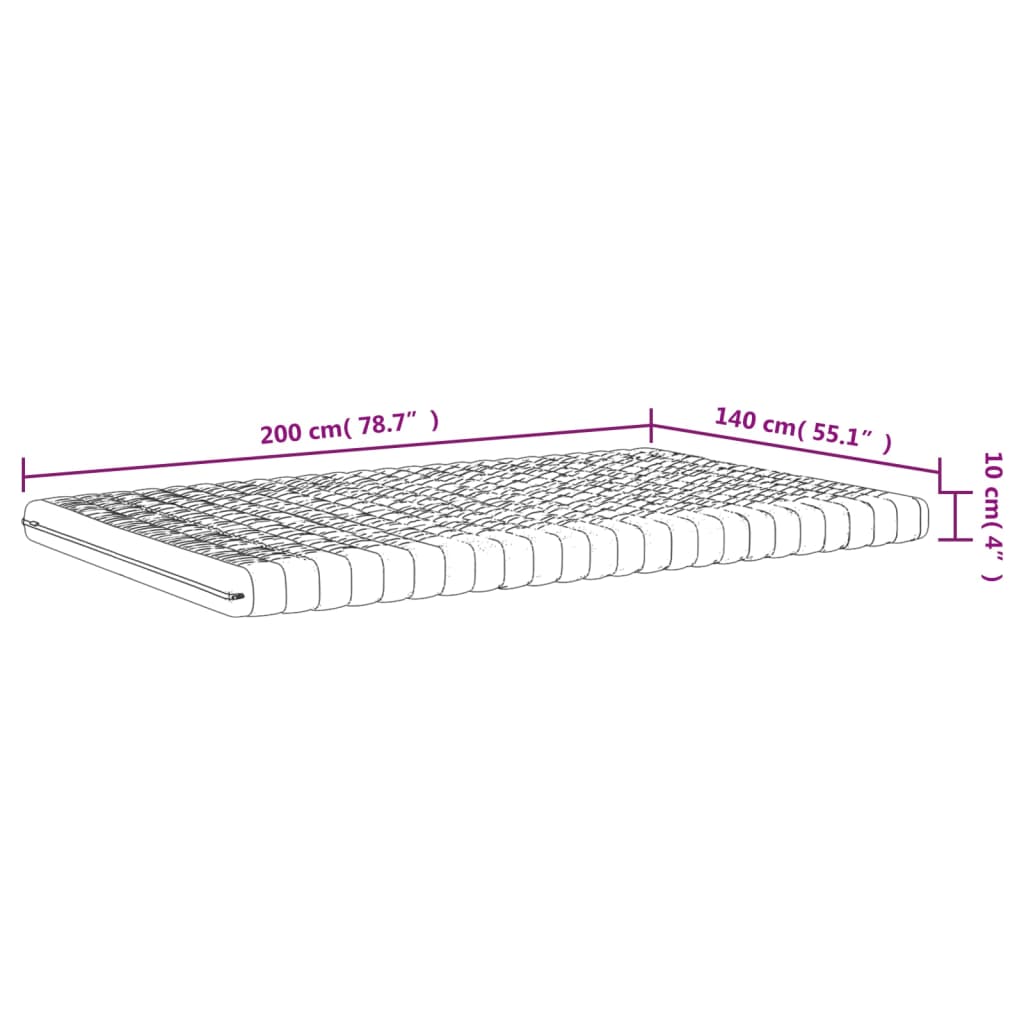 Matelas mousse blanc 140x200 cm 7 zones dureté 20 ILD