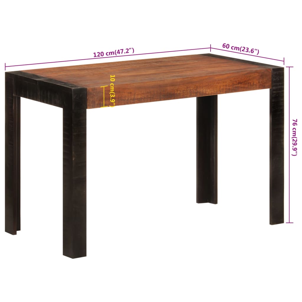 Table à manger marron miel 120x60x76 cm en bois de manguier massif