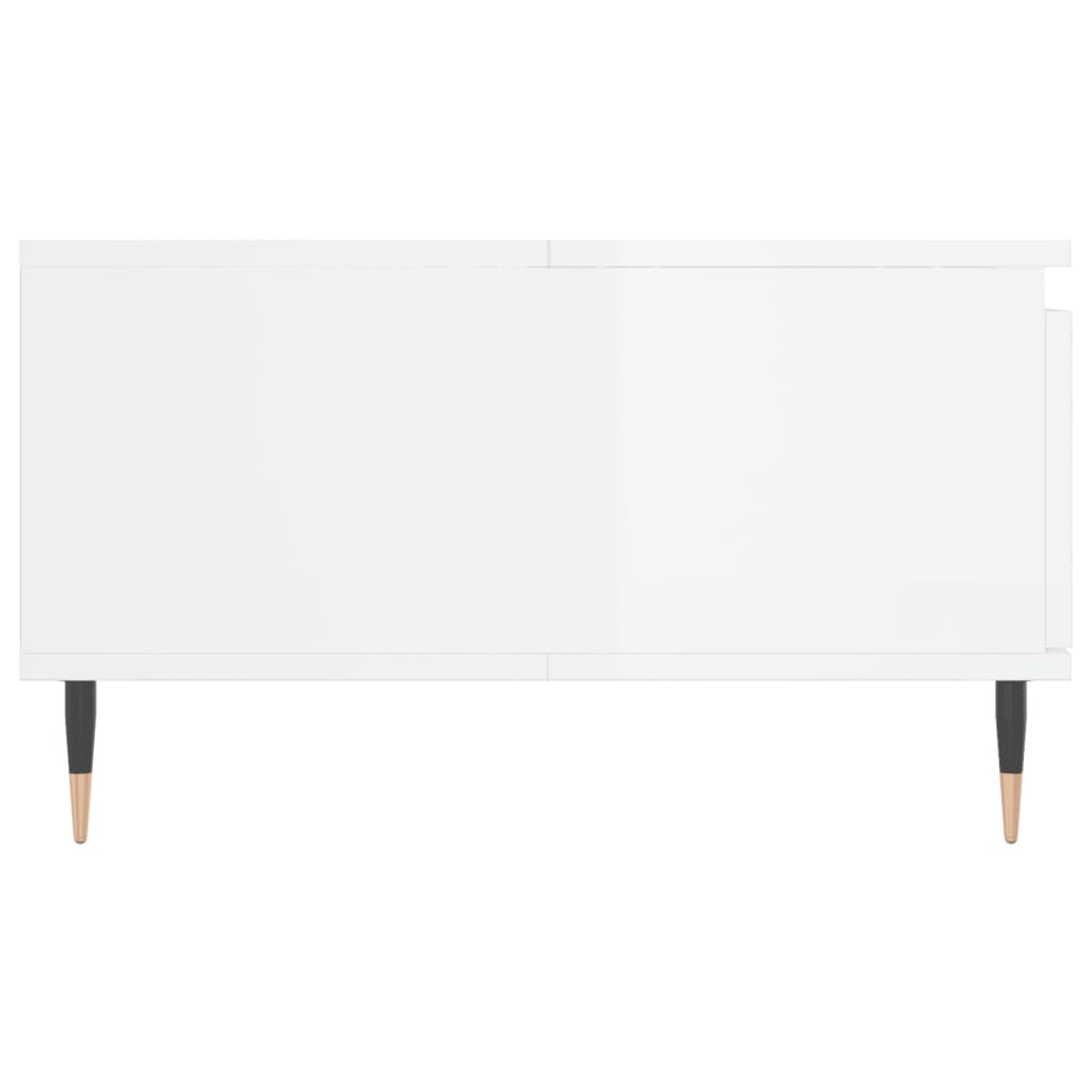 Table basse blanc brillant 90x60x35 cm en bois